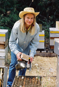 Ann Snyders is smoking the bees